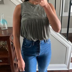 High Neck Flowy Green Top